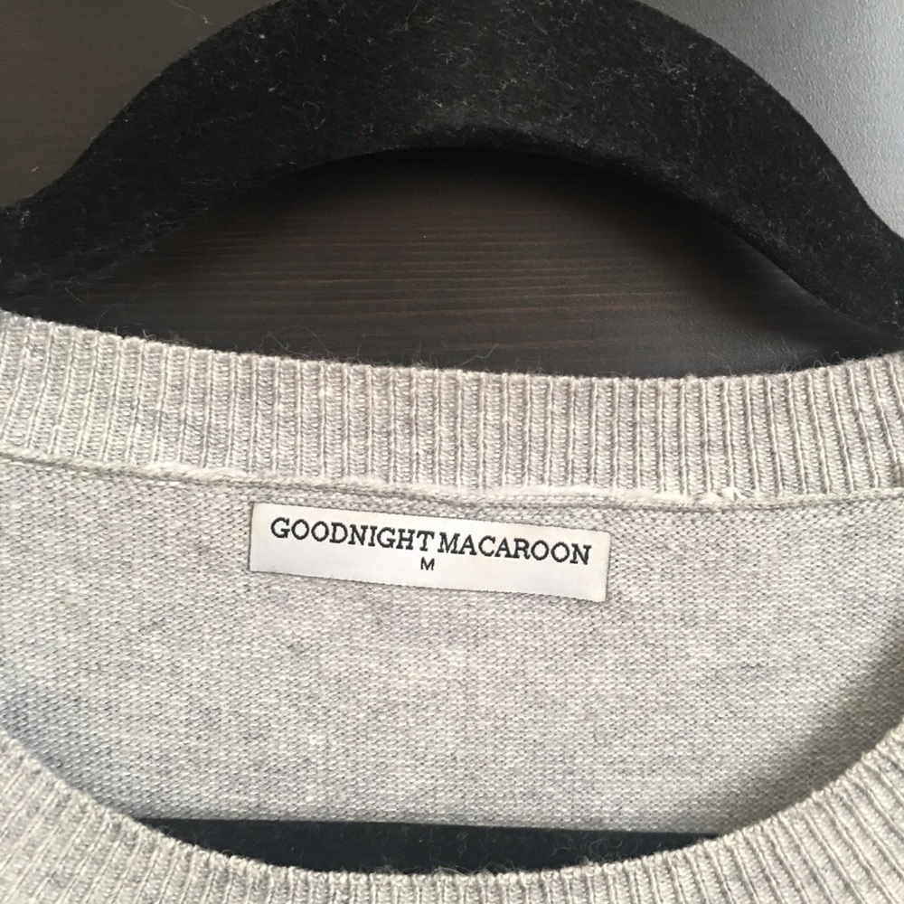 Goodnight Macaroon Grey sweater with plaid trim - Picture 6 of 7